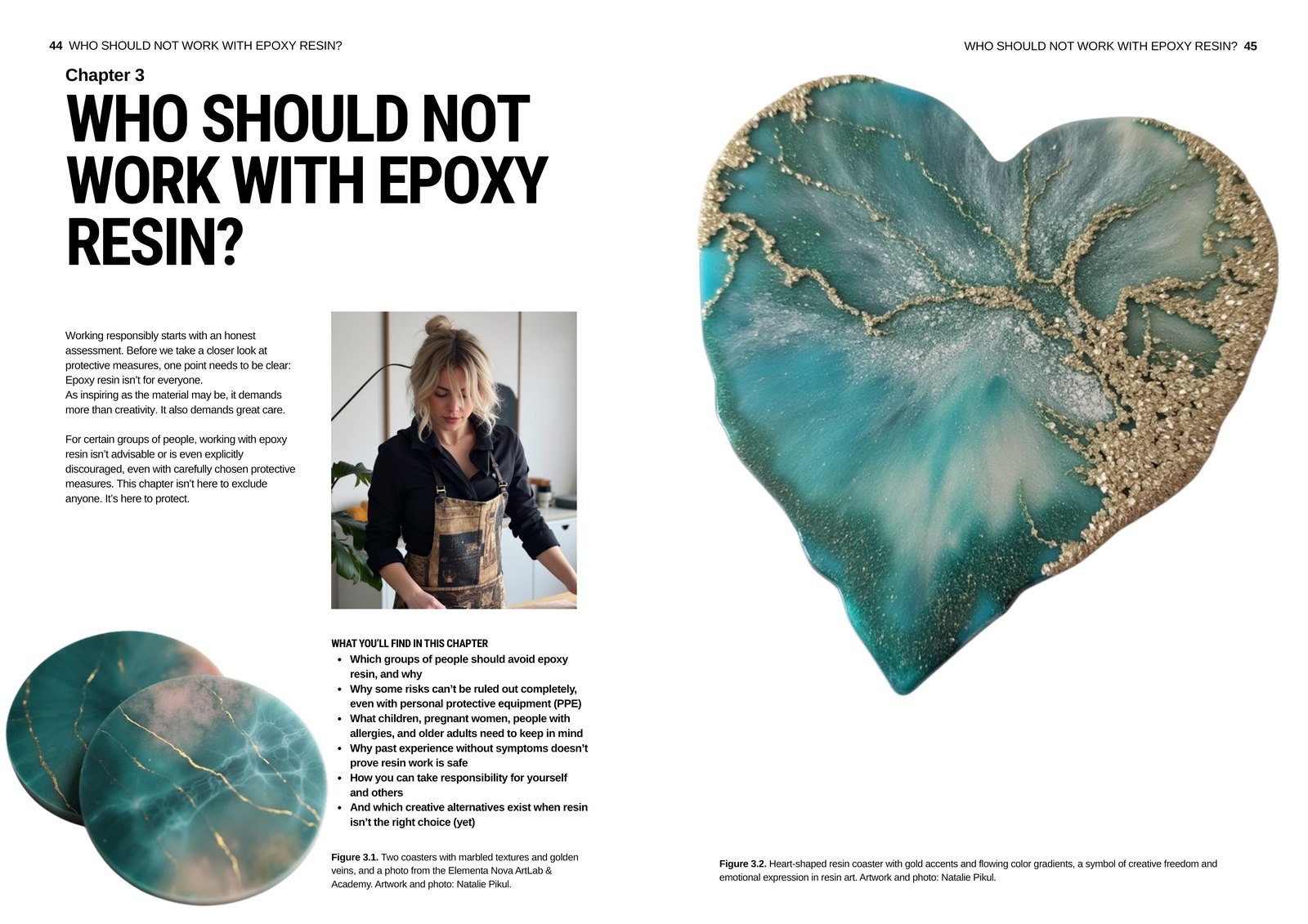 Chapter opener Who Should Not Work with Epoxy Resin, with a heart-shaped resin coaster
