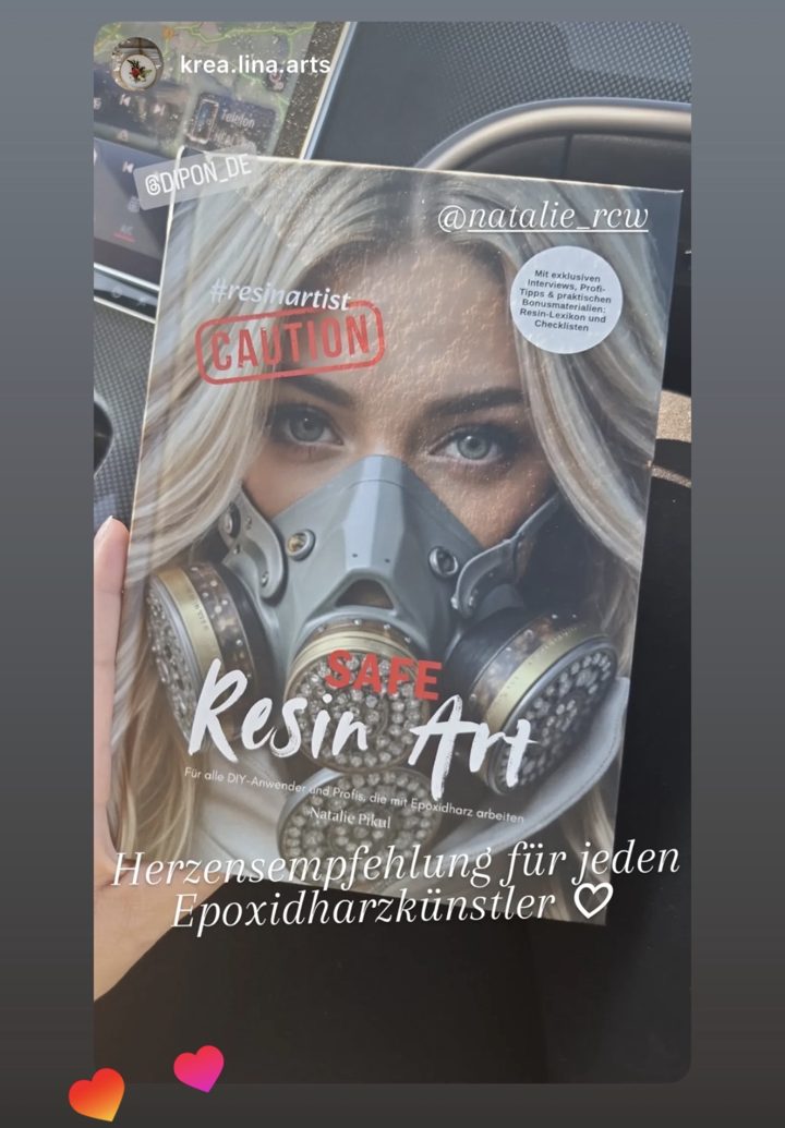 Screenshot: Leserstimme von @krea.lina.arts: Herzensempfehlung für jeden Epoxidharzkünstler